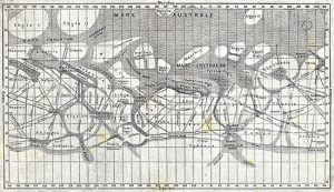 Mapa de Schiaparelli que recull les seves observacions de 1877 a 1888.